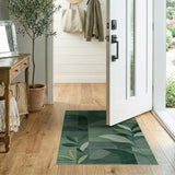 Lush Green Geometric Leaf Area Rug