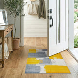 Brushstroke Yellow Grey Geometric Area Rug