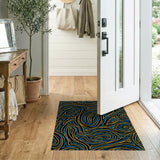 Abstract Swirl Area Rug in Blue Yellow Black