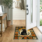 Black Cat Sunset Floral Area Rug
