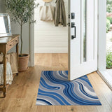Abstract Area Blue Wave Abstract Area Rug