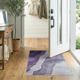 Purple Marble Gold Vein Abstract Area Rug