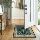 Traditional Persian Blue and Teal Ornate Teal Persian Medallion Area Rug
