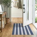 Navy White Striped Coastal Area Rug