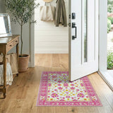 Pink Yellow Floral Vintage Area Rug