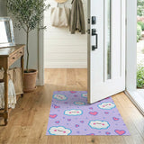 Kawaii Smiley Clouds Hearts Purple Area Rug