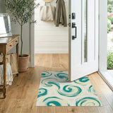 Teal Swirl Abstract Abstract Area Area Rug