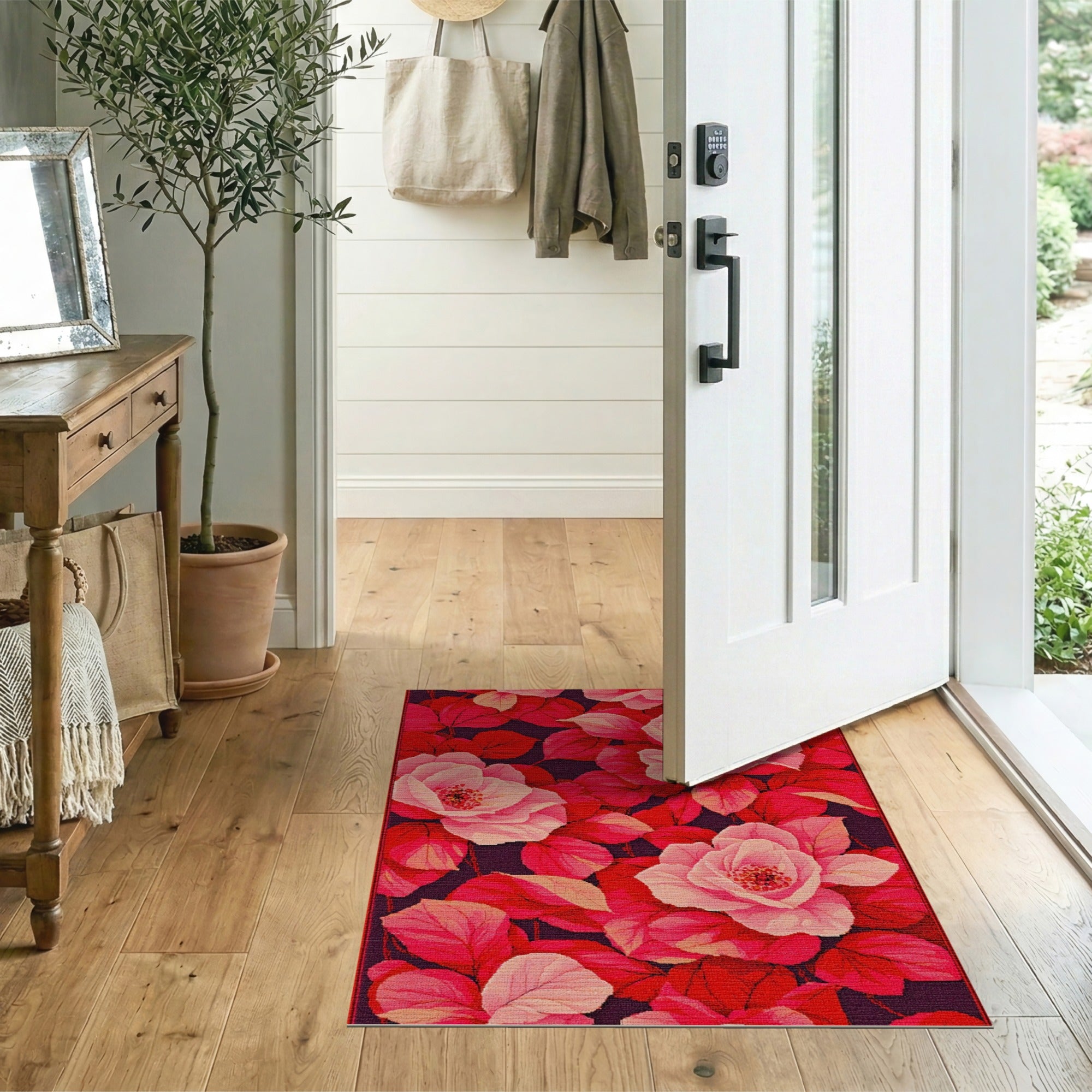 Floral Vintage Blush Pink Rose Floral Vintage Area Rug