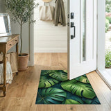 Lush Green Monstera Leaves Boho Chic Area Rug