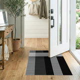 Black and White Black White Grid Geometric Area Rug