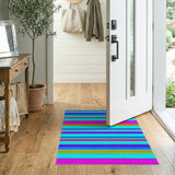 Multi-color and Patterns Vibrant Multi-Color Horizontal Stripe Rug