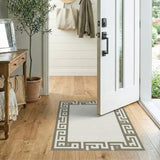 Beige Greek Key Border Area Rug