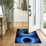 Modern Blue Concentric Circles Area Rug