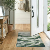 Misty Green Mountains Winding River Area Rug