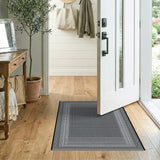 Border Black White Geometric Border Area Rug