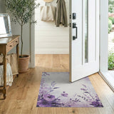 Purple Floral Blossom Vintage Area Rug