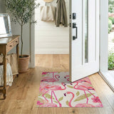 Pink Vibrant Pink Flamingo Coastal Area Rug