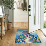 Whimsical Fairy Tale Castle Rainbow Area Rug