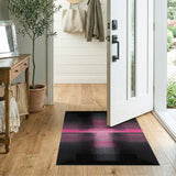 Pink Pink Black Geometric Grid Area Rug