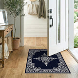 Blue and Teal Navy Ornate Persian Medallion Rug
