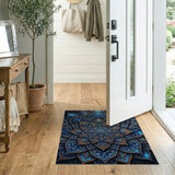 Celestial Blue Mandala Area Rug with Constellations