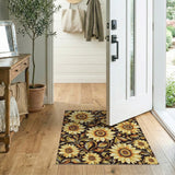 ODIKA Sunflower Floral Washable Area Rug, Low Pile Non-Slip Pet & Kid Friendly Carpet