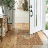 Orange Vintage Floral Medallion Area Rug