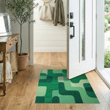 Bold Green Geometric Abstract Area Rug