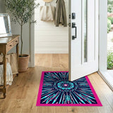 Radiant Teal Mandala Rug with Pink Glow