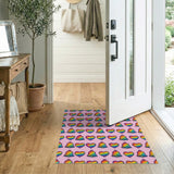 Rainbow Hearts Bells Pink Kids Area Rug