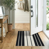 Bold Geometric Modern Bold Black White Vertical Stripe Rug