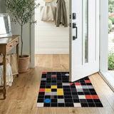 Bold Geometric Multi-Color Grid Area Rug