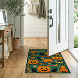 Whimsical Halloween Pumpkins Black Cats Area Rug