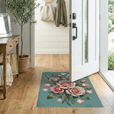 Blush Pink Roses Bouquet Area Rug
