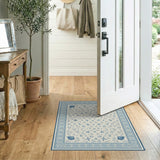 Coastal Beach Blue Seashell Starfish Coastal Area Rug