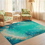 ODIKA Under the Sea Tropical Fish Washable Rug - Non-Slip Low Pile Area Rug