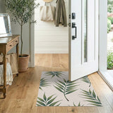 Green Palm Frond Boho Area Rug