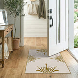 Ornate Gold Floral Beige Area Rug
