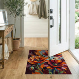 Vibrant Orange Poppy Blooms Area Rug