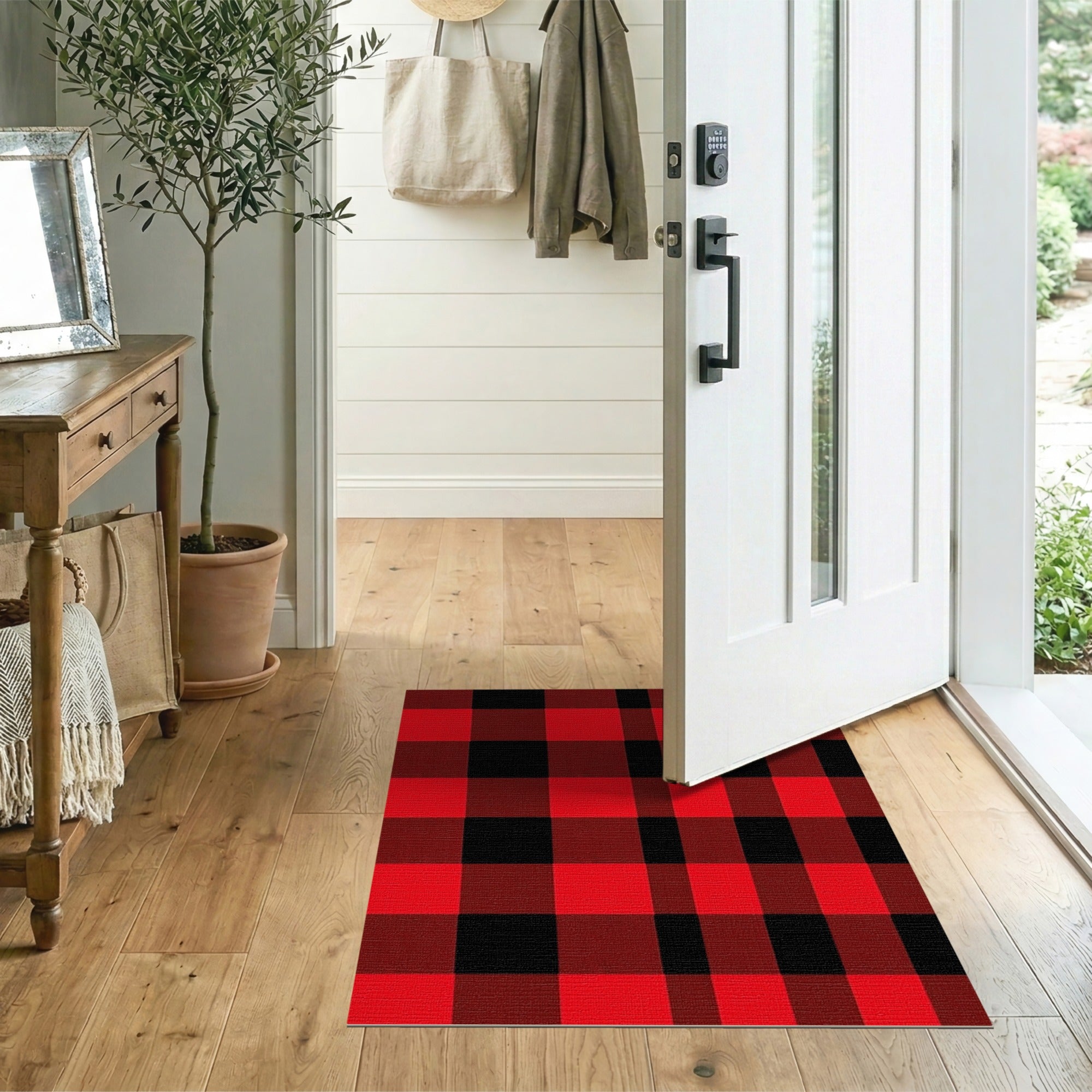 Bold Red Black Buffalo Plaid No. 5 Area Rug