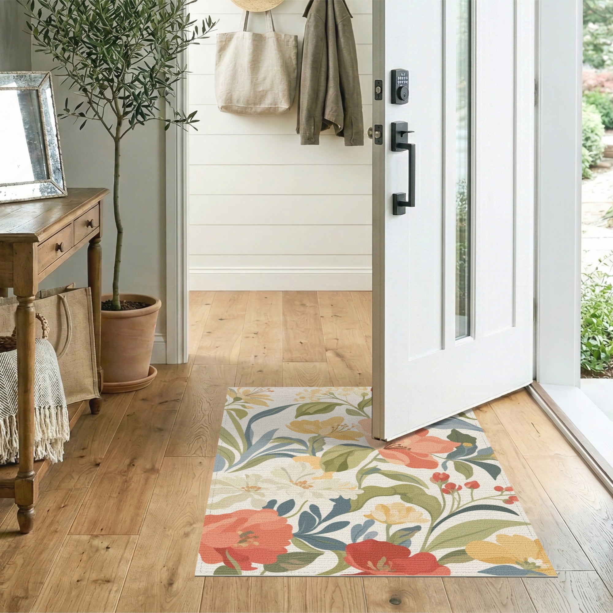 Multi-Color Floral Vintage Washable Area Rug