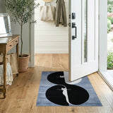 Yin-Yang Cat Silhouette Geometric Area Rug