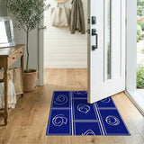 Navy Blue Abstract Swirl Line Area Rug