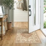 Brown and Tan Brown Floral Vintage Area Rug