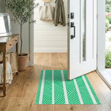 Vibrant Green Geometric Chevron Rug