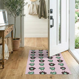 Cute Cartoon Green Turtles on Pink Area Rug