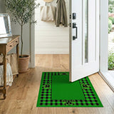 Emerald Gingham Shamrock Border Area Rug