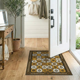 Ornate Gold Floral Tile Persian Rug