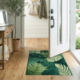 Lush Coastal Beach Lush Monstera Leaf Green Area Rug