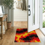 Fiery Red Yellow Camo Geometric Area Rug